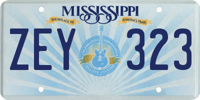MS license plate ZEY323