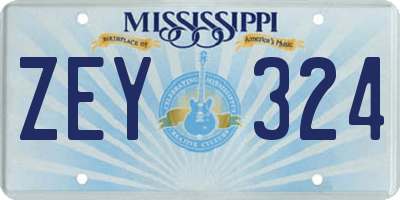 MS license plate ZEY324