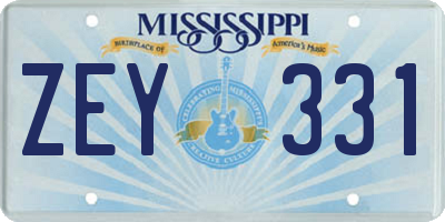 MS license plate ZEY331