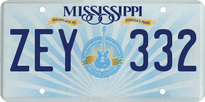 MS license plate ZEY332