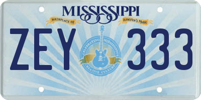MS license plate ZEY333