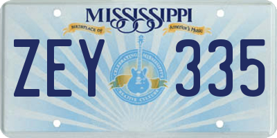 MS license plate ZEY335