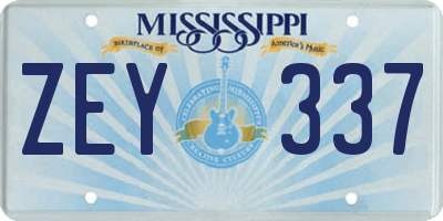 MS license plate ZEY337