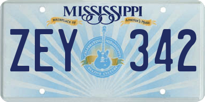 MS license plate ZEY342