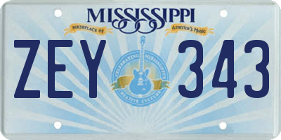 MS license plate ZEY343