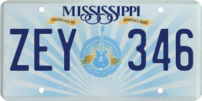 MS license plate ZEY346