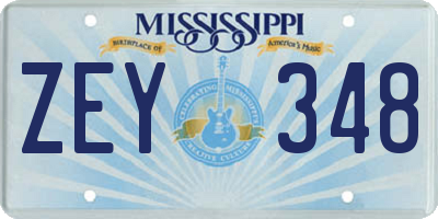 MS license plate ZEY348