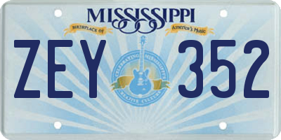 MS license plate ZEY352