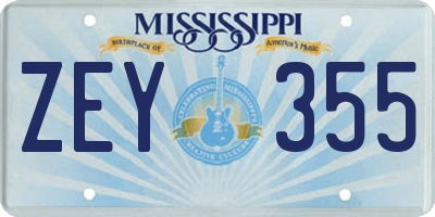 MS license plate ZEY355