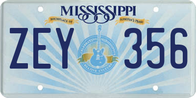 MS license plate ZEY356