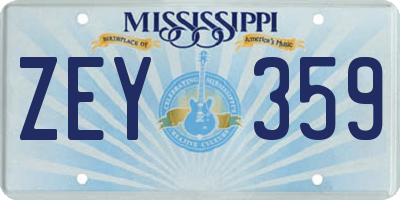 MS license plate ZEY359