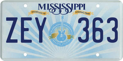 MS license plate ZEY363