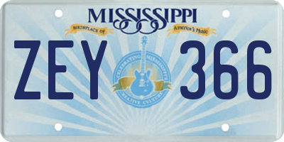 MS license plate ZEY366