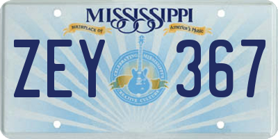 MS license plate ZEY367