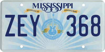 MS license plate ZEY368