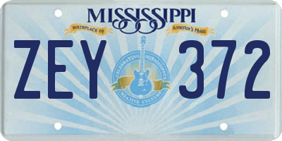 MS license plate ZEY372