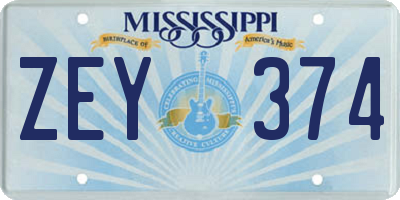 MS license plate ZEY374