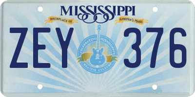 MS license plate ZEY376