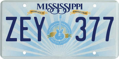 MS license plate ZEY377