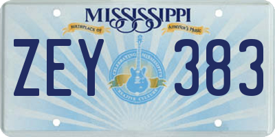 MS license plate ZEY383