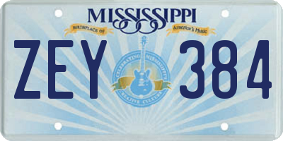 MS license plate ZEY384