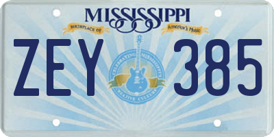 MS license plate ZEY385