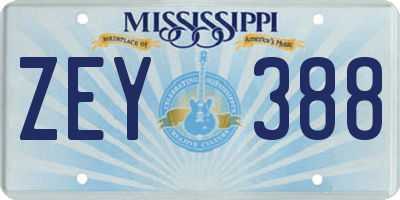 MS license plate ZEY388