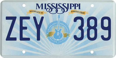 MS license plate ZEY389