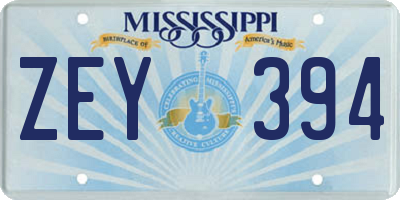 MS license plate ZEY394