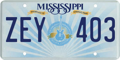MS license plate ZEY403