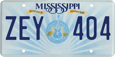 MS license plate ZEY404