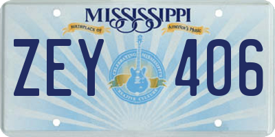 MS license plate ZEY406