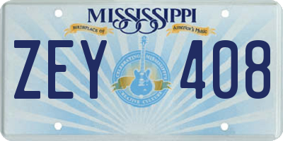 MS license plate ZEY408