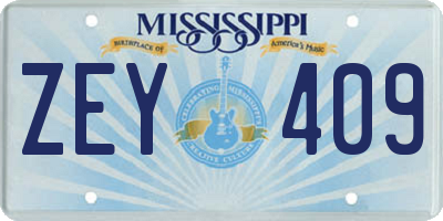 MS license plate ZEY409