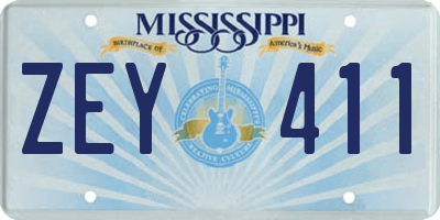MS license plate ZEY411