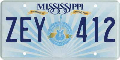 MS license plate ZEY412