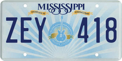 MS license plate ZEY418