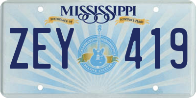 MS license plate ZEY419