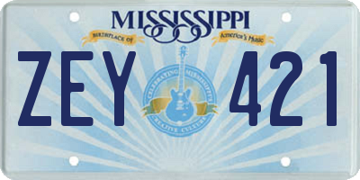 MS license plate ZEY421