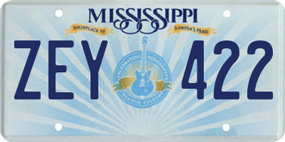 MS license plate ZEY422