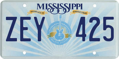 MS license plate ZEY425