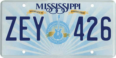 MS license plate ZEY426