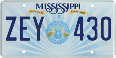 MS license plate ZEY430
