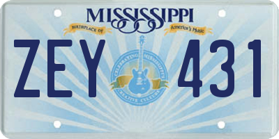 MS license plate ZEY431