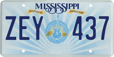 MS license plate ZEY437
