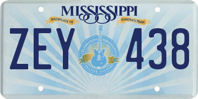 MS license plate ZEY438
