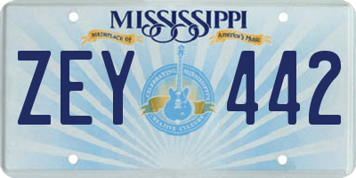 MS license plate ZEY442