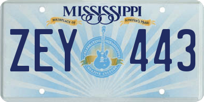MS license plate ZEY443