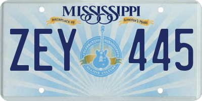 MS license plate ZEY445