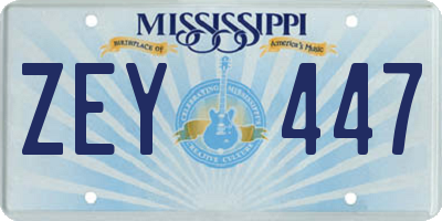 MS license plate ZEY447